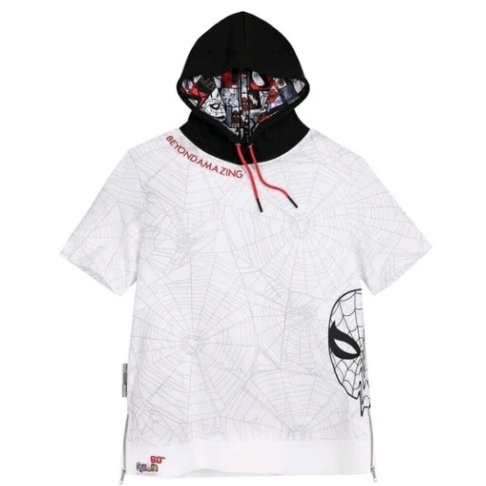 L💥Spider-Man 60th Anniversary Hooded White T-Shirt Vest by Ashley Eckstein